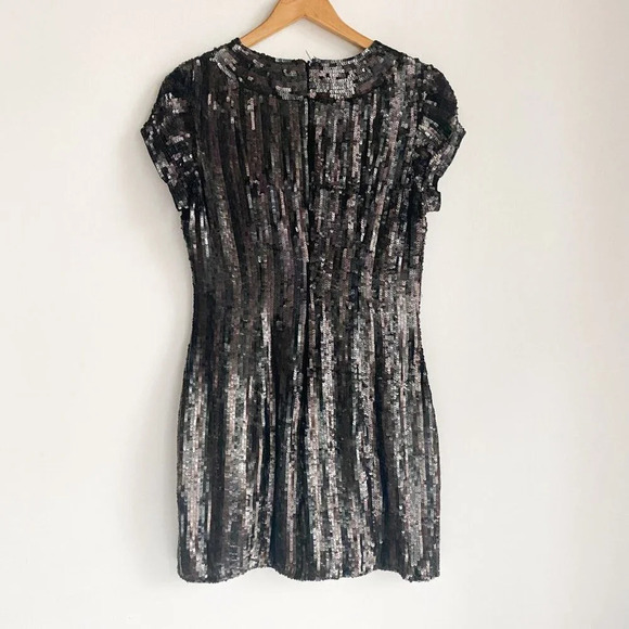 PArker All Sequin Black Brown Flapper Style Mini Dress M - Picture 8 of 10